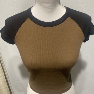 Brandy Melville Black and Brown Crop Top
